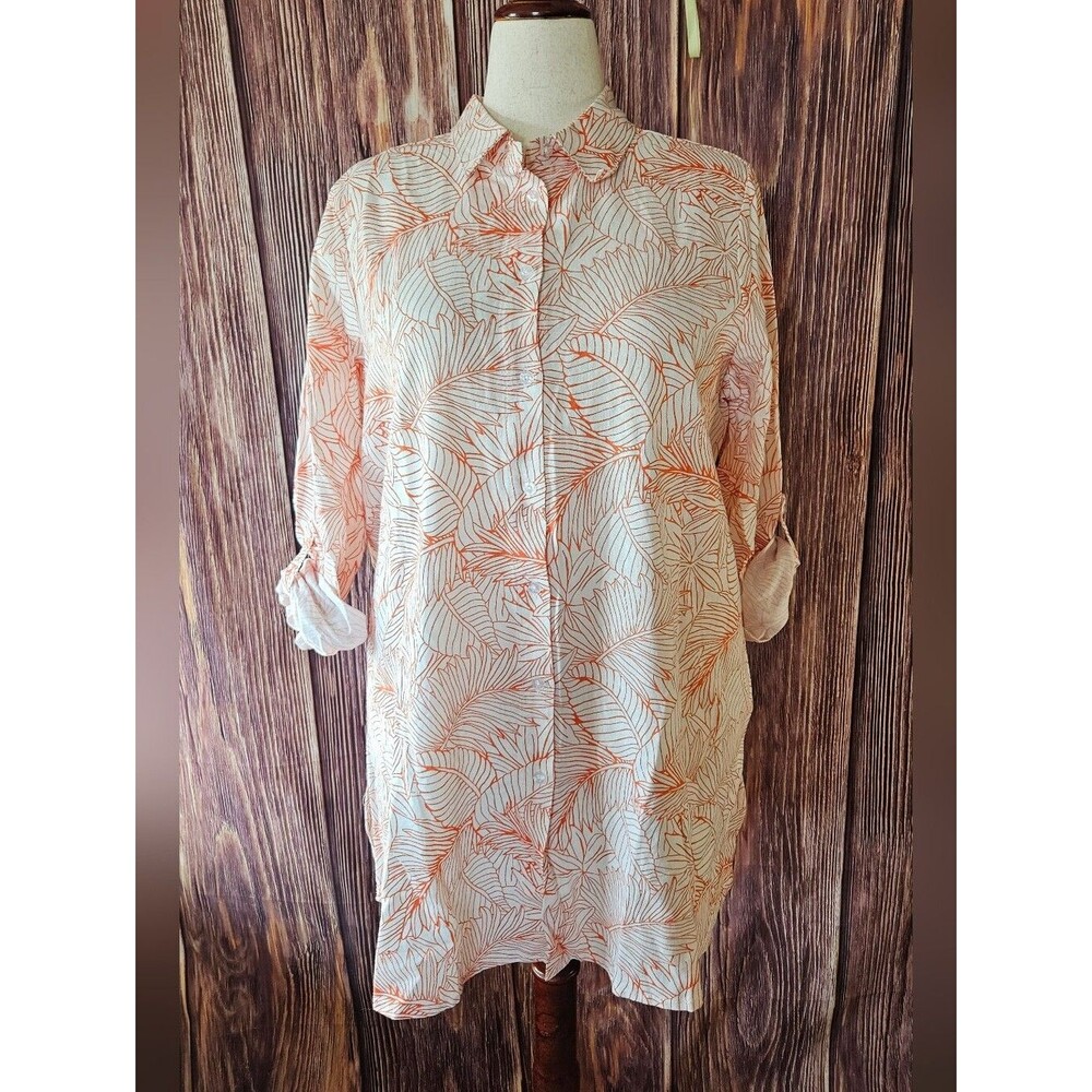 New Jessica London Linen Blend Oversized Shirt Plus Size 16W